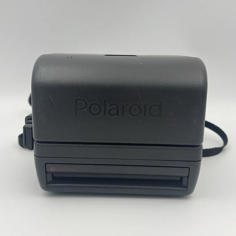Vintage Polaroid One Step Flash 600 Instant Film Camera w/ Strap - UNESTED AS IS